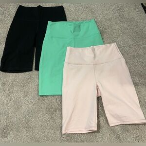 Fabletics Women's 9in Bike Shorts - Black, Mint, and Blush